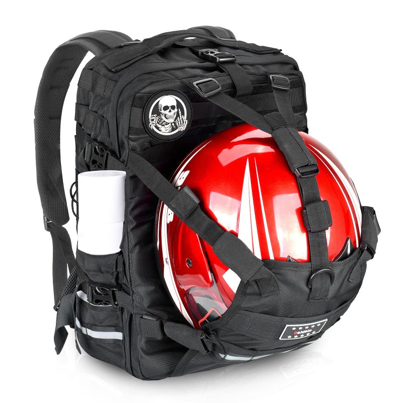 Goldfire Motorcycle Backpack, Large Capacity Cycling Riding Helmet Backpack for Men Women,Waterproof Tactical Helmet Holder/Storage Bag, School Backpack Also Fit Basketball Football Soccer - Image 1